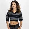 FB County Charlie Brown 3/4 Sleeve Crop Top - Black/Grey 2 FB County Charlie Brown 3/4 Sleeve Crop Top - Black/Grey