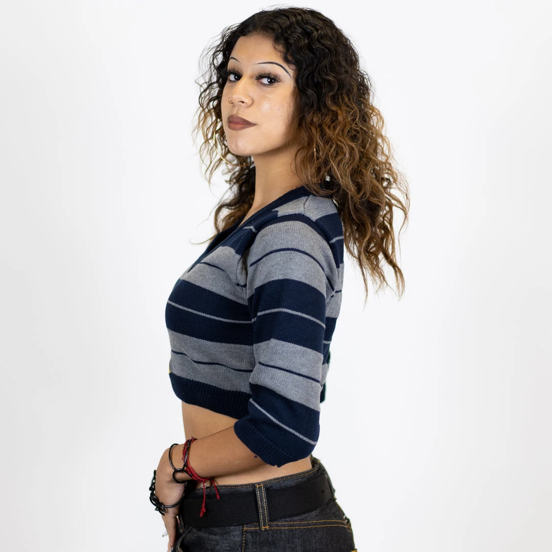 New Release FB County Charlie Brown 3/4 Sleeve Crop Top - Navy/Heather 4 New Release FB County Charlie Brown 3/4 Sleeve Crop Top - Navy/Heather