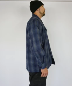 FB County Super Heavyweight Wool Blend Long Sleeve Shirt Navy/Grey New Releases