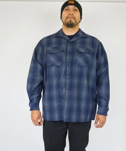 FB County Super Heavyweight Wool Blend Long Sleeve Shirt Navy/Grey New Releases