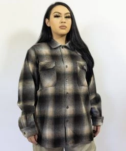 FB County Super Heavyweight Wool Blend Long Sleeve Shirt - Black/Tan/White