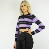 FB County Long Sleeve Charlie Brown Crop Top - Black/Lavender/White 2 FB County Long Sleeve Charlie Brown Crop Top - Black/Lavender/White