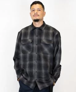 FB County Super Heavyweight Wool Blend Long Sleeve Shirt Black/Grey