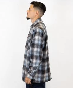 New Releases FB County Super Heavyweight Wool Blend Long Sleeve Shirt - Black/Sky/White