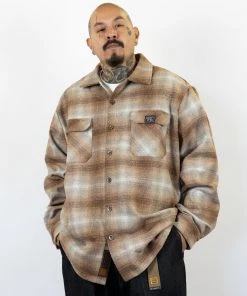 FB County Super Heavyweight Wool Blend Long Sleeve Shirt - Brown/Tan/Grey New Releases