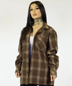 FB County Super Heavyweight Wool Blend Long Sleeve Shirt Brown/Tan