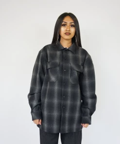 FB County Super Heavyweight Wool Blend Long Sleeve Shirt Black/Grey