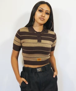 FB County Charlie Brown Crop Top - Brown/Tan