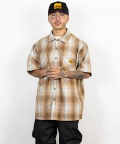 FB County Short Sleeve Wool Shirt - Brown/Tan/Grey