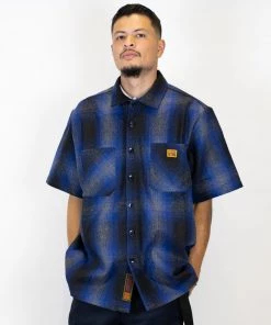 FB County Short Sleeve Wool Shirt - Black/Charcoal/Royal