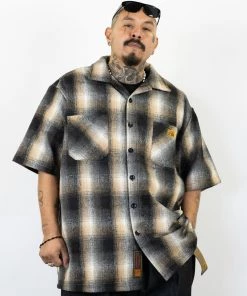 FB County Short Sleeve Wool Shirt - Black/Tan/White