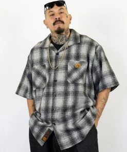 FB County Short Sleeve Wool Shirt - Grey/Black/White New Releases