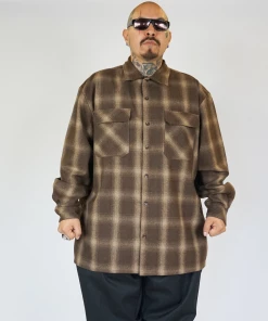 FB County Super Heavyweight Wool Blend Long Sleeve Shirt Brown/Tan