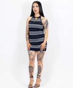 New Release FB County Backless Halter Dress - Navy/Heather