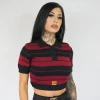 FB County Charlie Brown Crop Top - Black/Burgundy