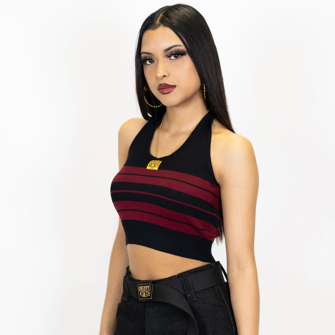 New Release FB County Charlie Brown Cross Halter Top - Black/Burgundy 4 New Release FB County Charlie Brown Cross Halter Top - Black/Burgundy