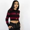 FB County Long Sleeve Charlie Brown Crop Top - Black/Burgundy/Grey New Release