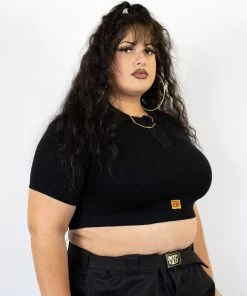 FB County Solid Charlie Brown Crop Top - Black