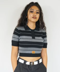 FB County Charlie Brown Crop Top - Black/Grey New Release