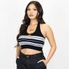 FB County Charlie Brown Cross Halter Top - Black/Grey New Release