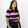 FB County Charlie Brown Crop Top - Black/Pink