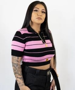 FB County Charlie Brown Crop Top - Black/Pink