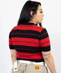 New Release FB County Charlie Brown Crop Top - Black/Red