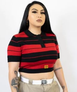 New Release FB County Charlie Brown Crop Top - Black/Red