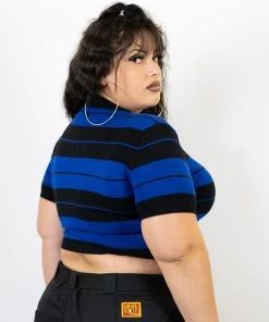FB County Charlie Brown Crop Top - Black/Royal New Release