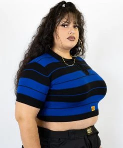 FB County Charlie Brown Crop Top - Black/Royal New Release