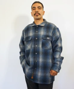 FB County Super Heavyweight Wool Blend Long Sleeve Shirt - Navy/Black/Grey