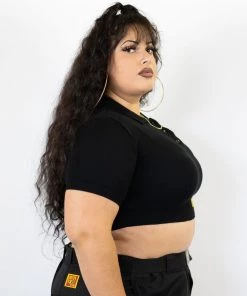 FB County Solid Charlie Brown Crop Top - Black