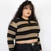 FB County Long Sleeve Charlie Brown Crop Top - Black/Tan/Grey