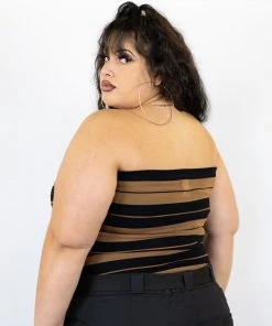 New Release FB County Charlie Brown Tube Top - Black/Tan