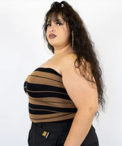 New Release FB County Charlie Brown Tube Top - Black/Tan