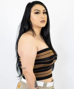 New Release FB County Charlie Brown Tube Top - Black/Tan