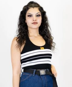 FB County Charlie Brown Cross Halter Top - Black/White