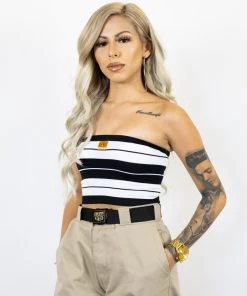 New Release FB County Charlie Brown Tube Top - Black/White