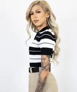 FB County Charlie Brown Crop Top - Black/White