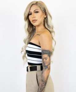 New Release FB County Charlie Brown Tube Top - Black/White