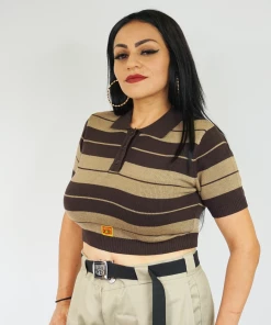 FB County Charlie Brown Crop Top - Brown/Tan