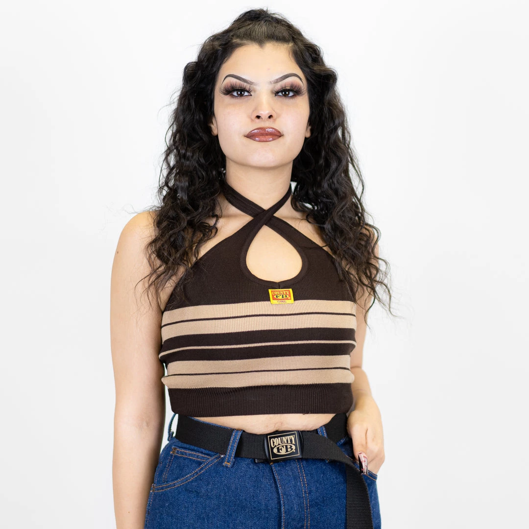 FB County Charlie Brown Cross Halter Top - Brown/Tan New Release 3 FB County Charlie Brown Cross Halter Top - Brown/Tan New Release