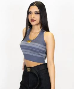 FB County Charlie Brown Cross Halter Top - Charcoal/Grey New Release