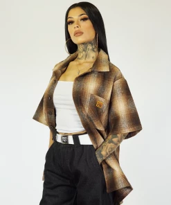 New Release FB County Short Sleeve Wool Shirt - Brown/Grey/Tan