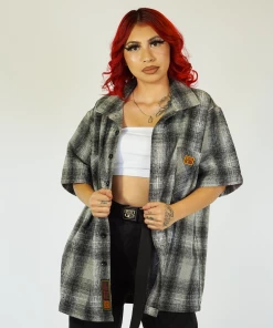 FB County Short Sleeve Wool Shirt - Grey/Black/White New Release