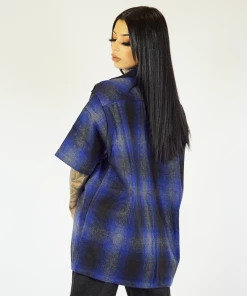 New Release FB County Short Sleeve Wool Shirt - Black/Charcoal/Royal