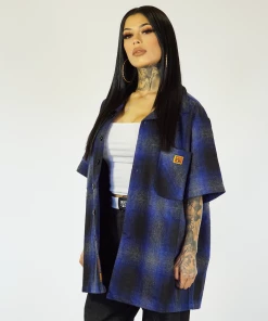 New Release FB County Short Sleeve Wool Shirt - Black/Charcoal/Royal