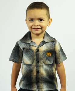 FB County Kids Short Sleeve Wool Shirt -Black/Tan/White