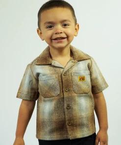 FB County Kids Short Sleeve Wool Shirt -Brown/Tan/Grey