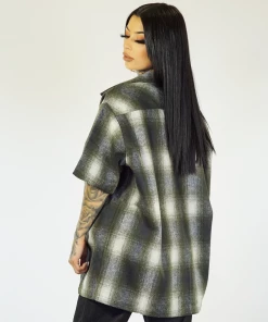 FB County Short Sleeve Wool Shirt - Black/Green/White